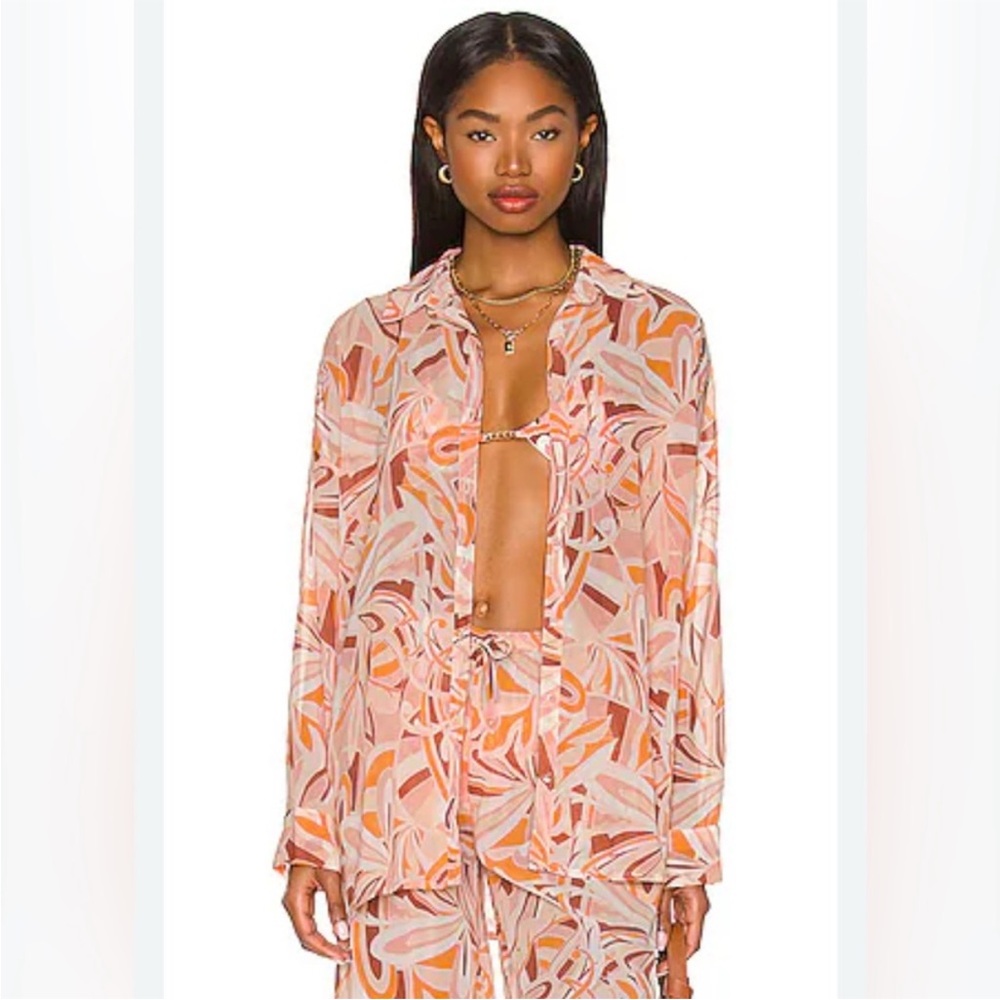 L*SPACE X TESSA BROOKS Catalina Cover Up Top‎ size Medium Psychedelic Summer
